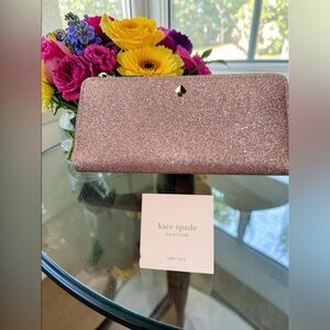 Kate Spade Glitter Wallet with gold hardware
